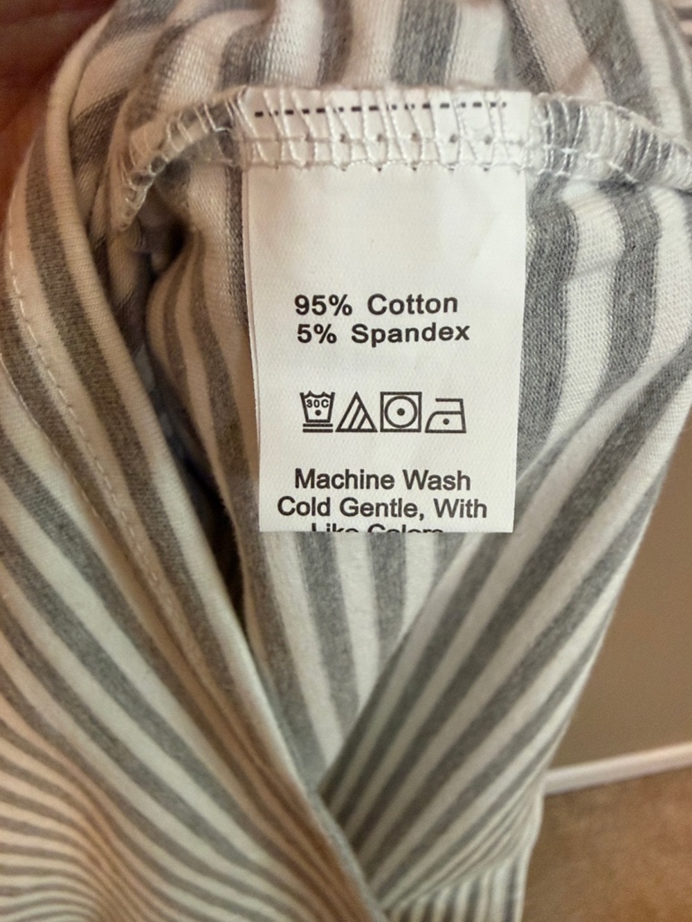 Pretty Garden Gray White Striped Tunic Dress Long Sleeve Soft Stretch Casual - Picture 3 of 4
